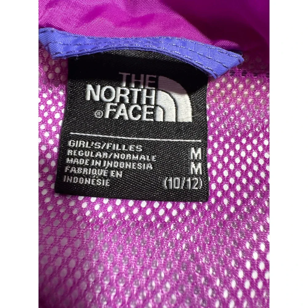 The North Face Windbreaker Jacket Girls Medium 10/12 Purple Blue Hooded Lined